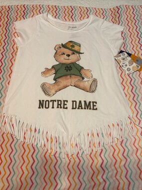 Notre Dame Fighting Irish Teddy Fringe Girls T-Shirt-Size L (10/12)